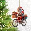 2D Acrylic Santa Claus Biking Gift Hanging Christmas Pendants Christmas Tree Decoration