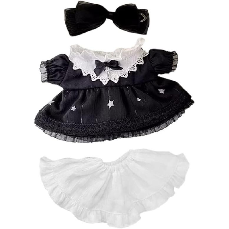 niannyyhouse 15cm Plush Doll Accessories Bow Headdress White Star Dress Petticoat 6in Doll Clothes Dress Up