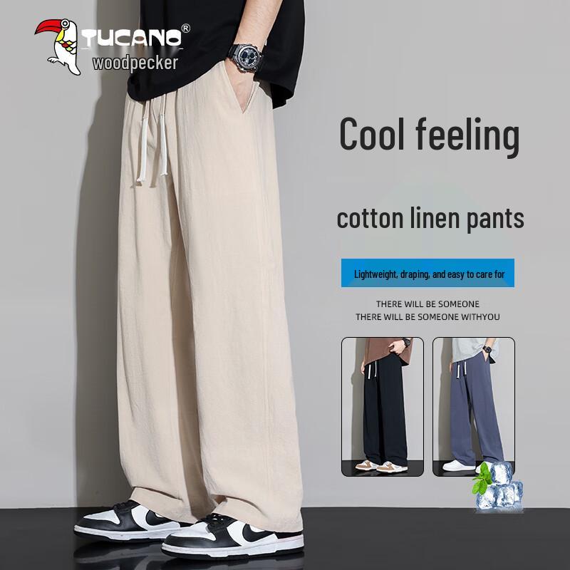 TUCANO Men's Summer Lightweight Cool Cotton Linen Casual Pants