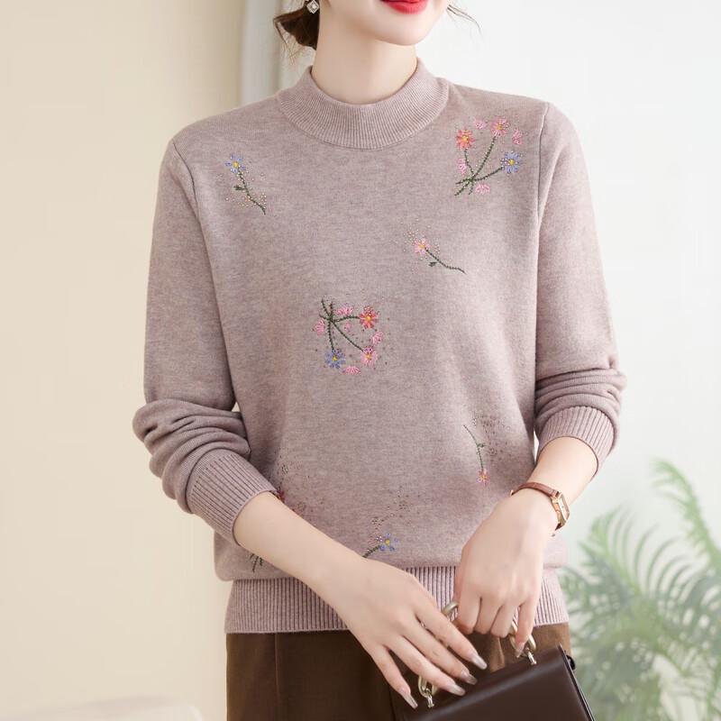 Hodo Women's Mid-Aged Warm Fleece Lined Knit Sweater