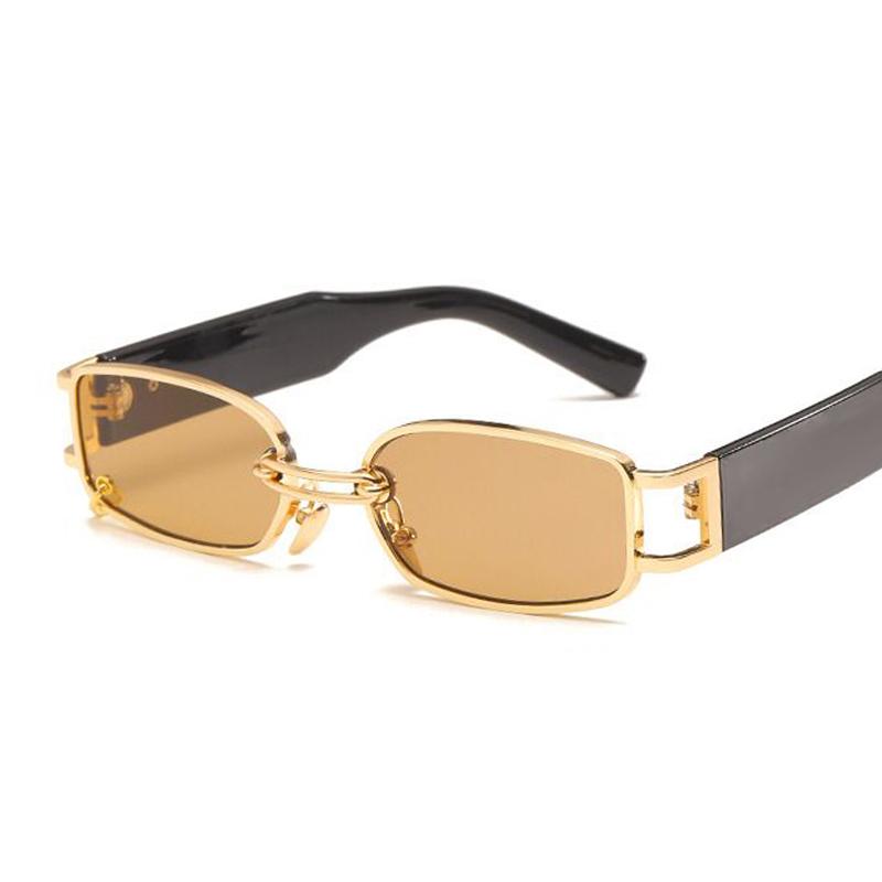 Fashionable Vintage Small Rectangle Woman Man Luxury  Designer Sunglasses Retro Punk Style Shades Hip Hop Metal Oculos De Sol