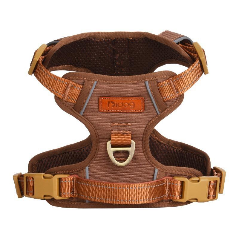 Adjustable Dog Harness Vest With Reflective Stripes PU Leather Trim Small To Large Breeds