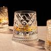 Szklanka do whisky 280 ml, obracana o 360 stopni, z delikatnym wytłaczanym wzorem, stabilna odłączana podstawa, kubek do picia, naczynia