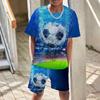 Abbigliamento Bambino Estate T-shirt Calcio Stampata 3D Set Maglia Manica Corta per Bambini Asciugatura Rapida Traspirante Abbigliamento Bambini