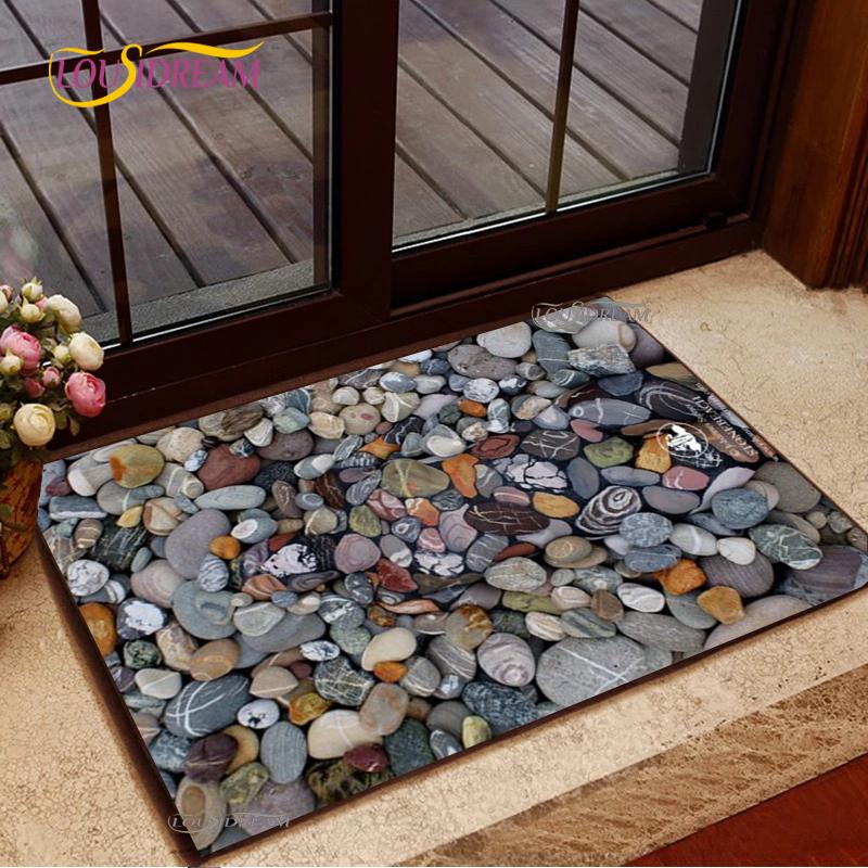 3D Cobblestone Welcome Entrance Doormats Cartoon Carpets Rugs For Home Bath Living Room Floor Stair Kitchen Hallway Non-Slip Mat