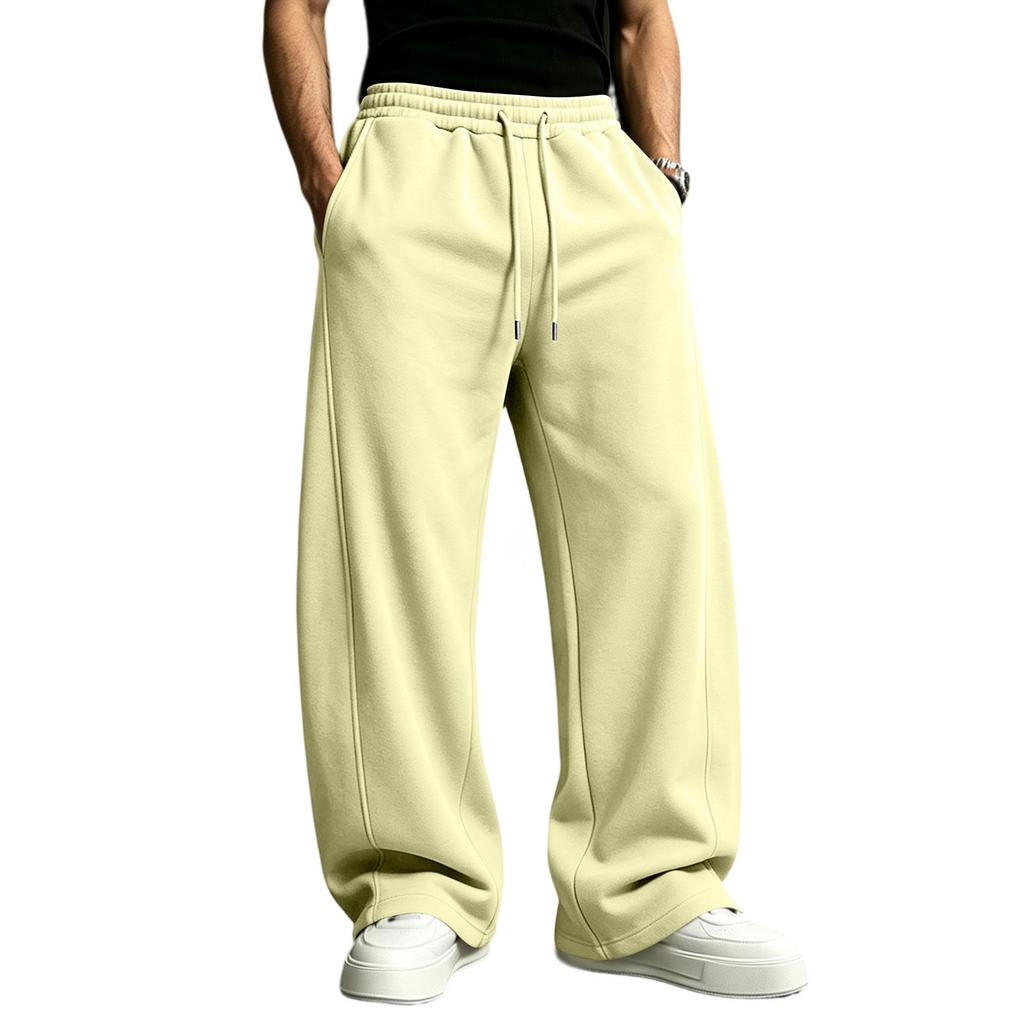 Men's Casual Straight Leg Joggers with Elastic Waistband and Drawstring for Everyday Wear