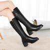 Big Size 35-43 Winter Boots Women Wool Warm Thick Heel Knee High Boots Genuine Leather Round Toe High Heel Women Boots