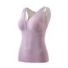 Women's Warm Wool Silk V-Neck Mesh Vest with Fleece & Bra Pads