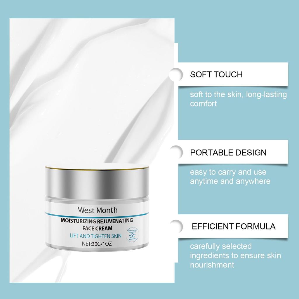 West&Month Facial Nourishing Moisturizing Cream, Gently Moisturizes and Repairs Dry Skin, Hydrates and Moisturizes, Suitable for the Face, 30g