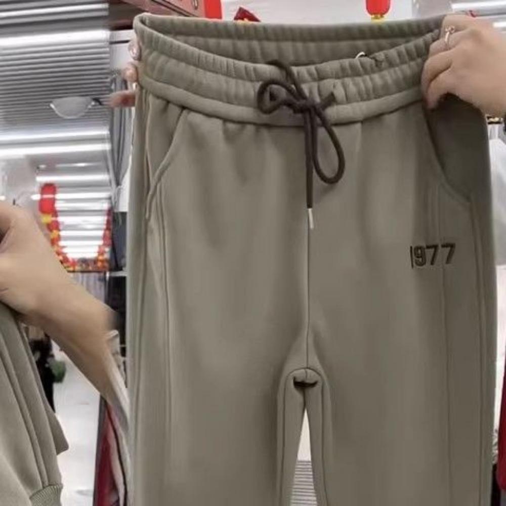 Móda Dámské Zimní Teplé Dlouhé Kalhoty Fleecové Silné Legíny Jednobarevné Nadměrné Velikosti Elastické Se Šněrováním Ležérní Tepláky Harémové Kalhoty Ležérní Kalhoty Nadměrné Velikosti