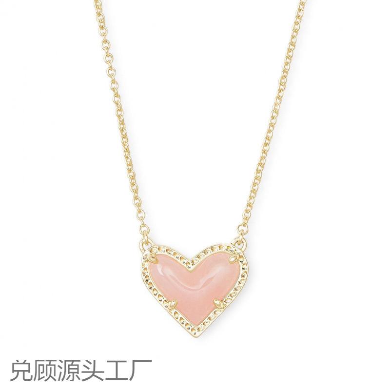 Necklace Female, Adjustable Peach Natural Stone Clavicle Chain Electroplated Real Gold Natural Necklace