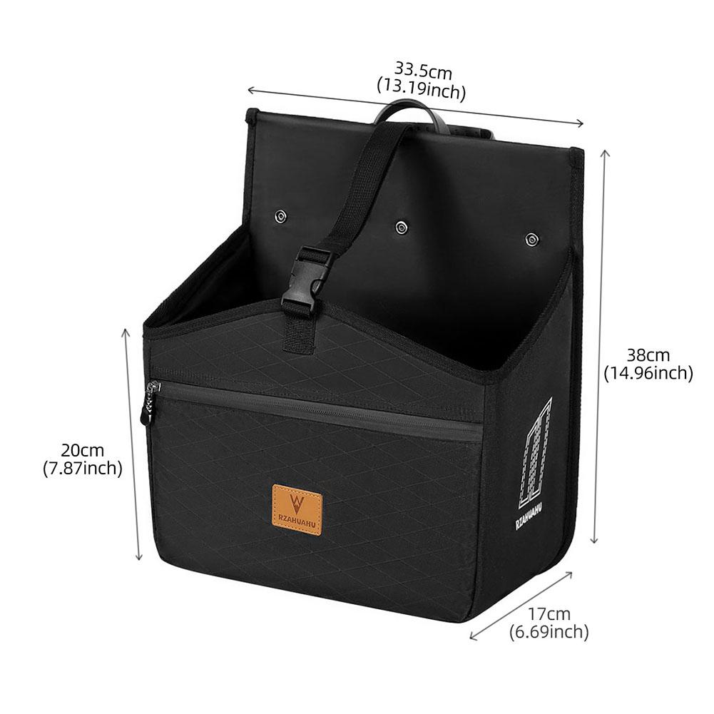 15L Bicycle Shelf Bag Waterproof Bicycle Rear Rack Storage Luggage with Reflective Stripes&Zipper PU Multi Pocket Elastic Strap