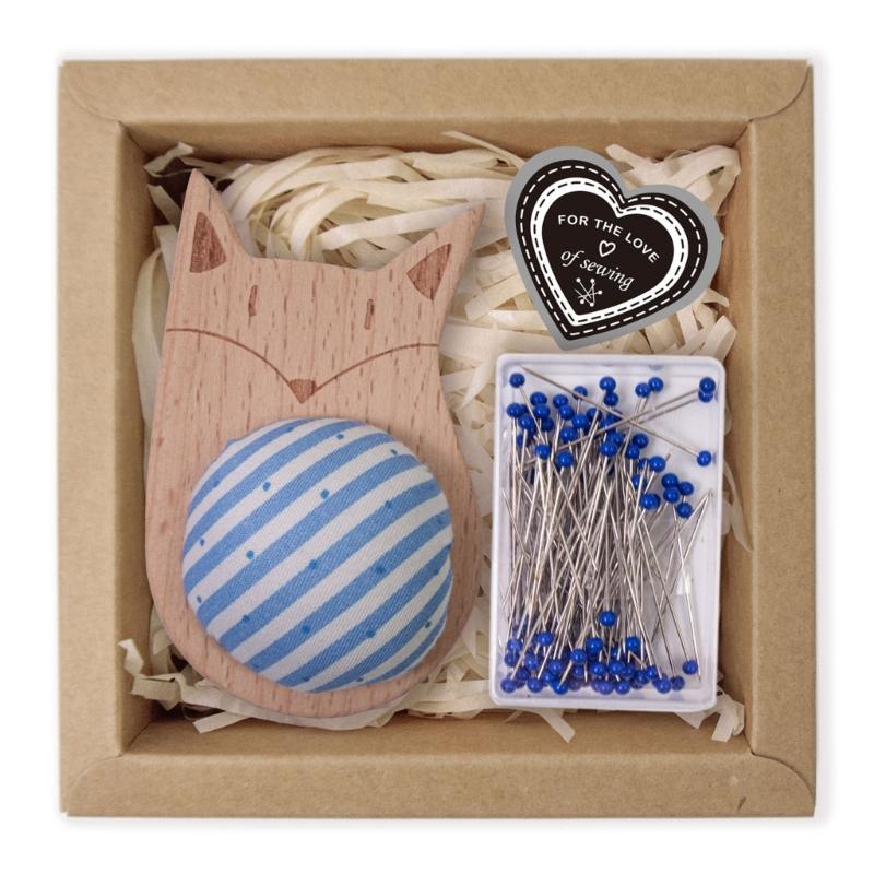 Pin Holder Wood Pin Cushion with 100Pcs 38mm Long Straight Sewing Pin for Fabric Sewing Dressmaking Needlework