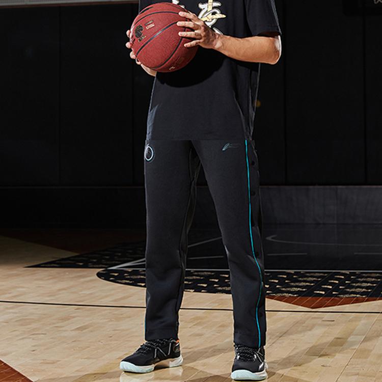 Li Ning Casual Logo Straight Leg Knitted Sports Pants Men bottoms Black AKLQ789-1