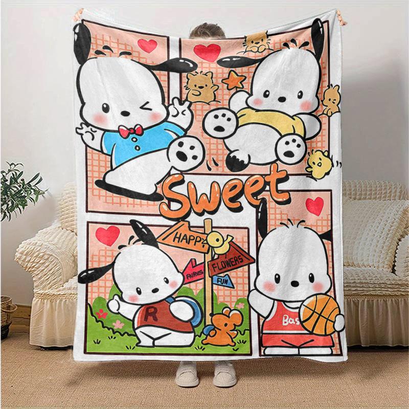 

1pc Sweet Pochacco Blanket, Cute Cartoon Throw for Home Decor, Gift Idea, Living Room, Travel, Camping, Car Blankets, Beach, Office Naps, Soft Blanket 130x150cm
