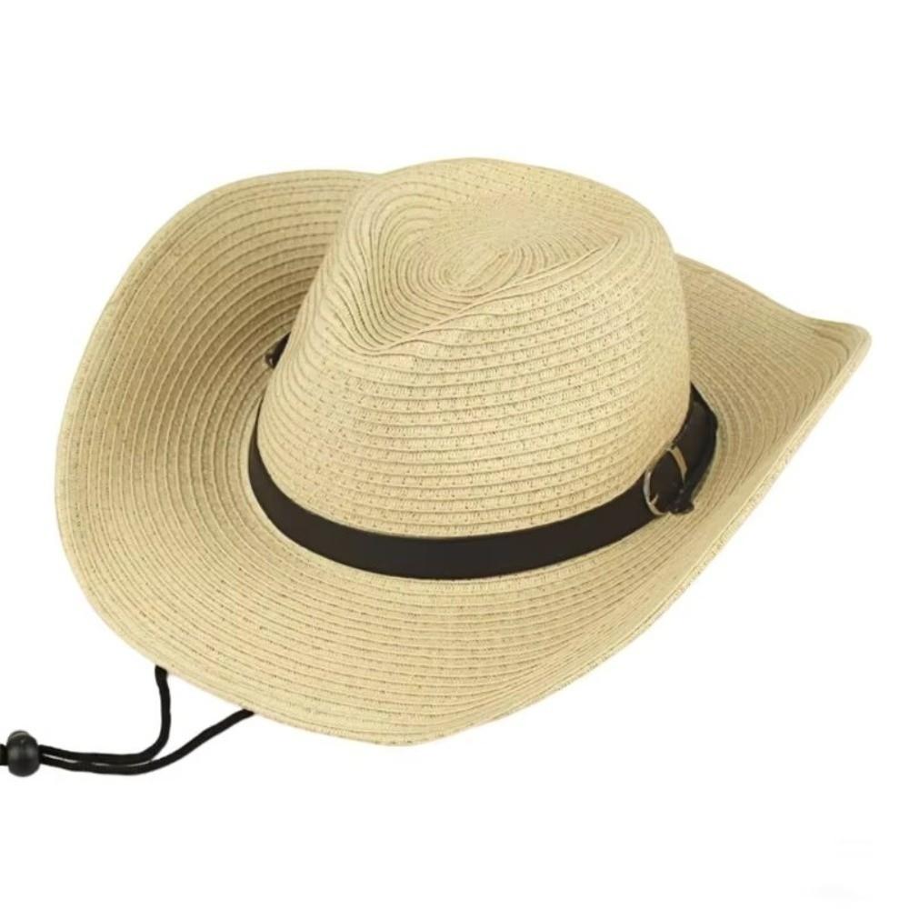 UV Protection Western Cowboy Hat Wide Brim Jazz Hat Fashion Straw Cap  Summer Travel