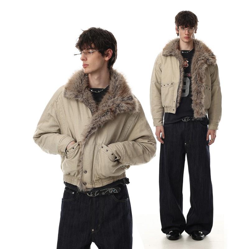 Magic Bear Winter Warm Puffer Jacket Fleece Lined Bomber Coat Street Style Couple Outwear