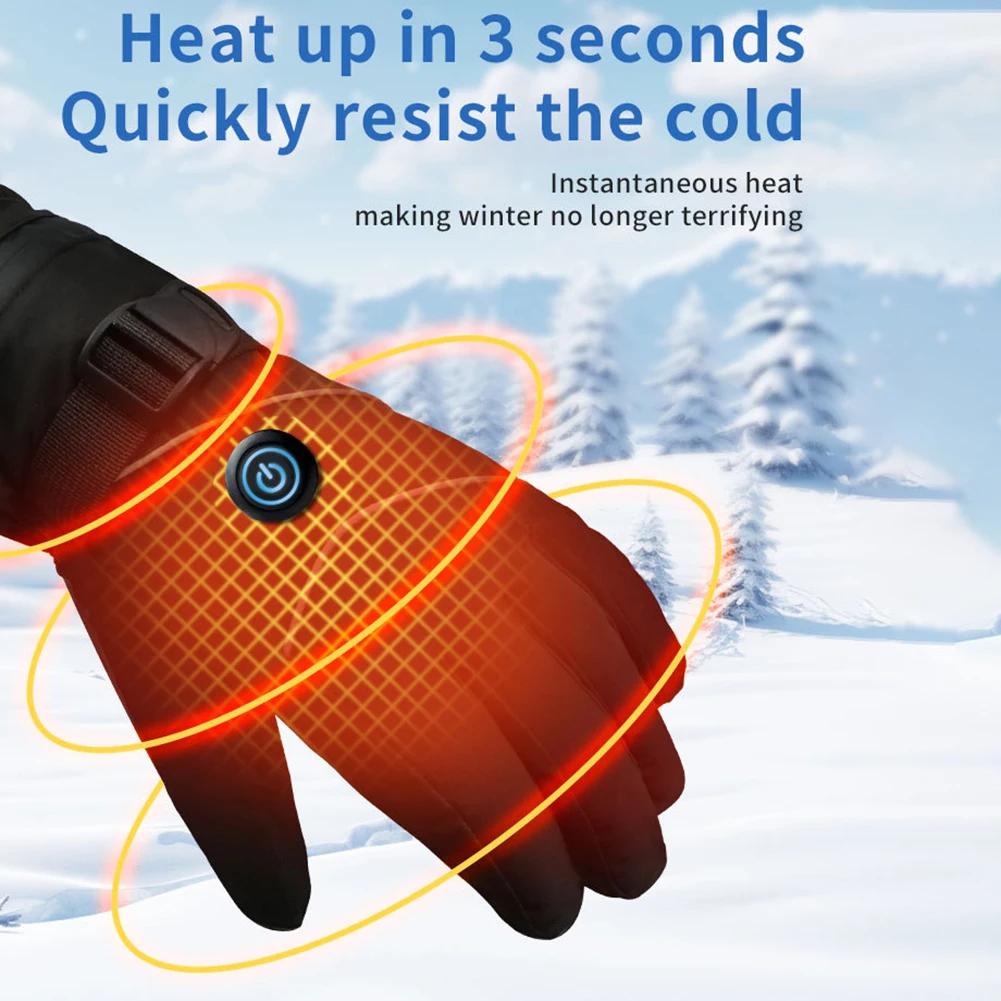 DC Rechargeable Winter Warm Electric Heated Gloves 3 Heat Levels Heated Gloves Heating Thermal Gloves Touch Screen for Women Men