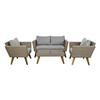 Garden Lounge - Table + 3 Armchairs Set - Rattan Wood - Beige - Outdoor