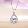 Teardrop Halo Pendant Necklace Brilliant Round Center Stone Elegant Sparkling Jewelry for Women