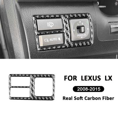Pro Lexus LX 2008-2015 Panel ovládacích tlačítek zrcátka z uhlíkových vláken Dekorativní kryt Vnitřní samolepka