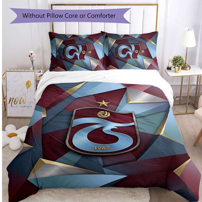 Set Lenzuola Trabzonspor FC Stampato 3 Pezzi Copripiumino Traspirante con Federe Biancheria da Letto Decorativa per Camera da Letto Casa