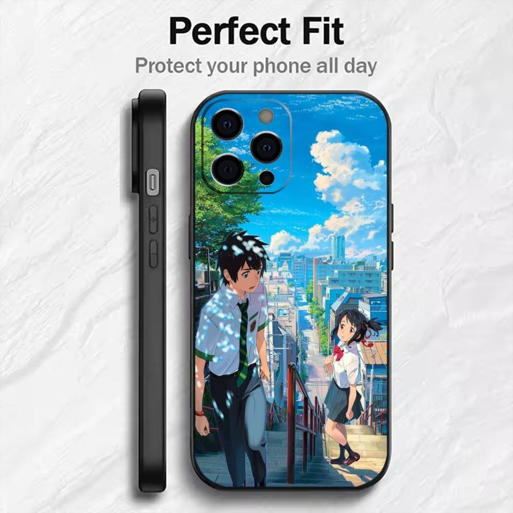 

Anima Film Y-Your Name Couple Phone Case For iPhone17,16,15,14,13,12 Plus,Max Soft Silicone Black Cover iPhone14Plus