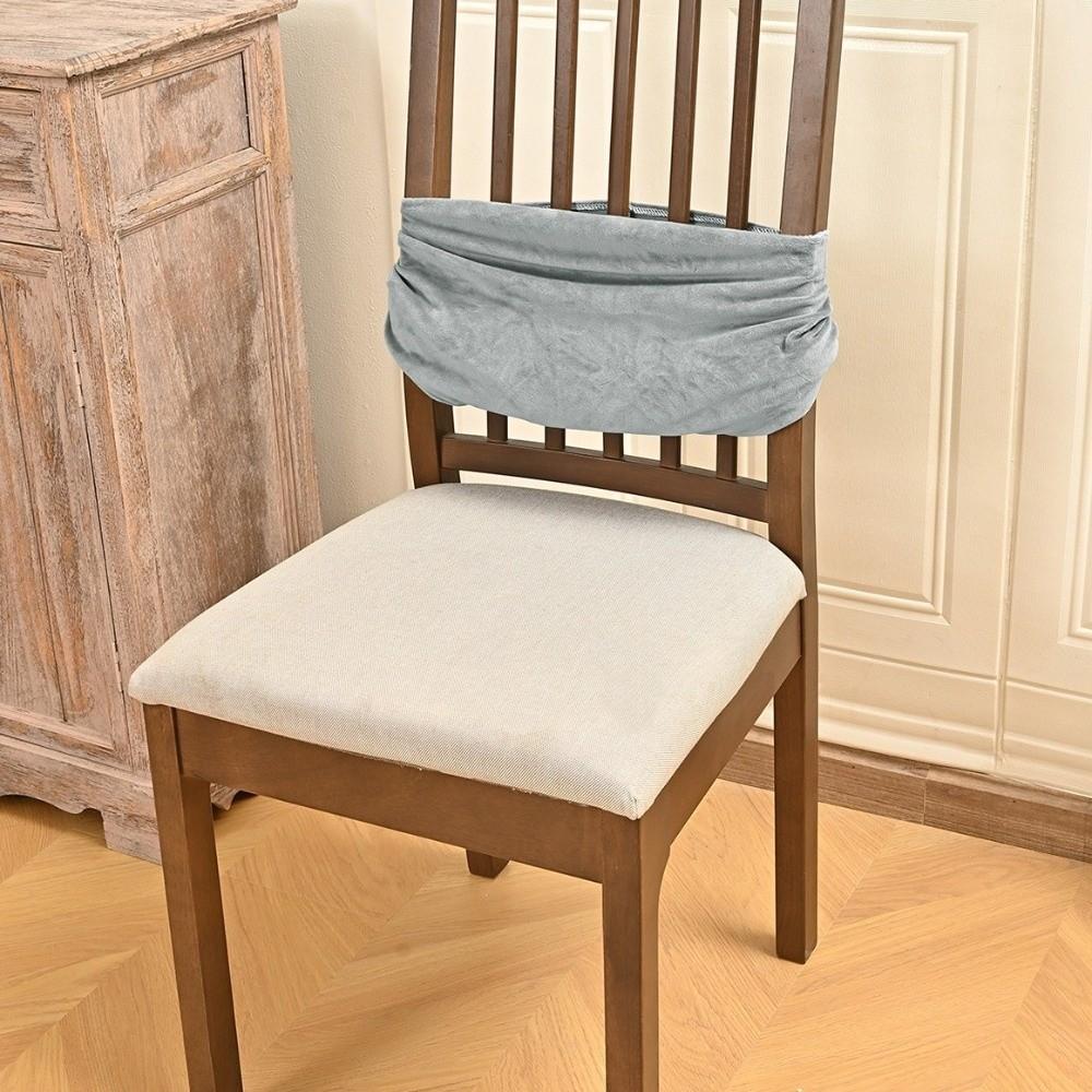 Elastic Velvet Dining Chair Covers Dust-Proof Removable Seat Cushion Covers Fixed Strap Non-Slip Design Chair Slipcover