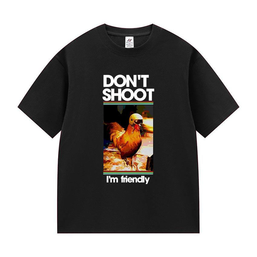 ARC Raiders Dont Shoot I M Friendly Funny Chicken Meme T Shirts Mens Women Summer Fashion Oversized Cotton Tshirt Gamer Fans S разноцветный