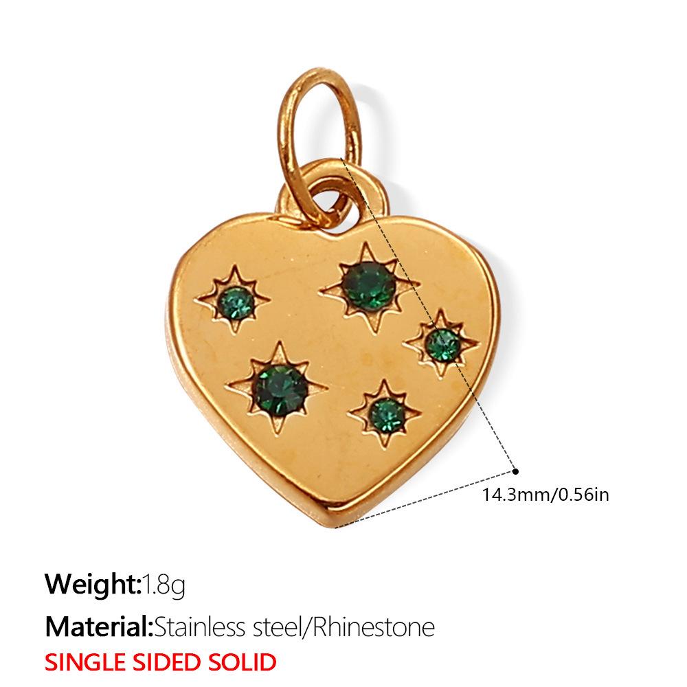 European & American Style Heart-Shaped Rhinestone Stainless Steel Pendant Necklace Accessories