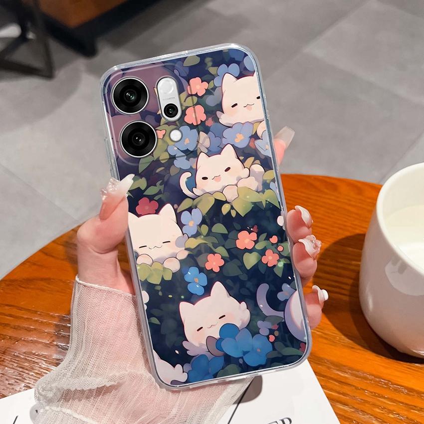 For Oppo Reno14 Pro Realme C71 C75 C75x Ultra Thin Clear Phone Case Cute Panda Pattern Dustproof Protection Soft Transparent Back Cover For Oppo Shell