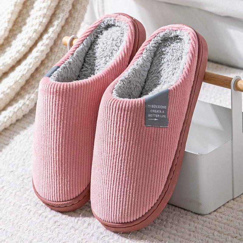 Women's Men's Casual Thick Soft Bottom Home Slippers Household Plush Slippers Anti-slip Thermal Slippers Indoor Winter Flats