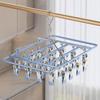 Rotatable Stainless Steel Clothes Drying Rack with 18 Windproof Rubber-Coated Clips for Socks and Underwear