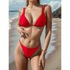 New Bikini Solid Color Triangle Cup Backless Sexy Bikini Swimsuit for Women