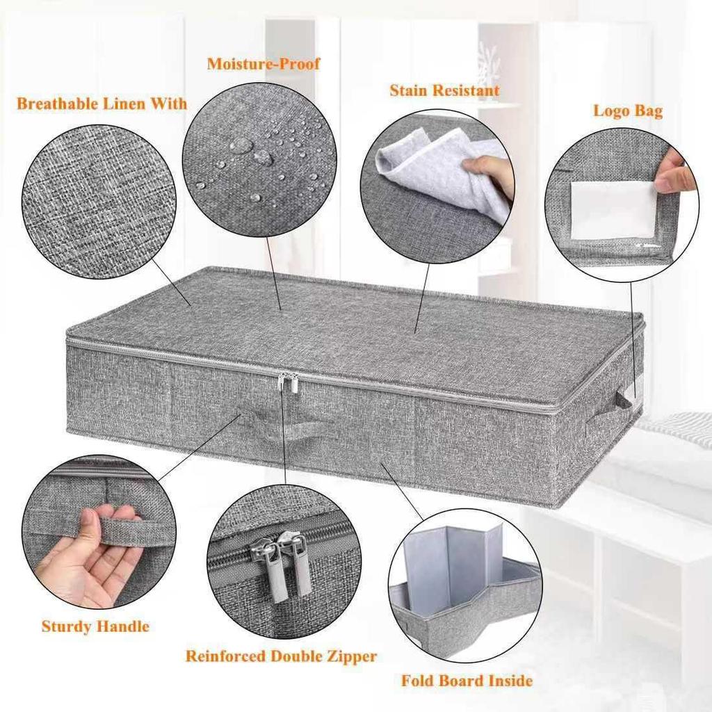 Foldable Dustproof Fabric Shoe Storage Box with Lid and Compartment