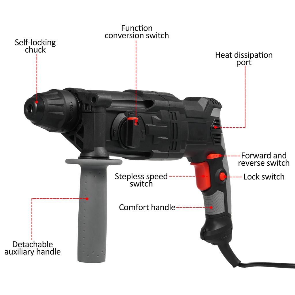 AC110V 800W High Power Rotary Hammer Drill Electric Hammer ConcreteMasonry Rotary Hammer with
