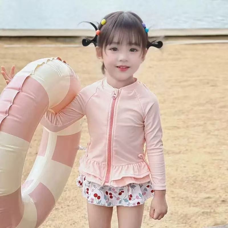 Girls Two Piece Swimsuit With Skirt Summer UV Protection Quick Dry Bathing Suit For Kids 90