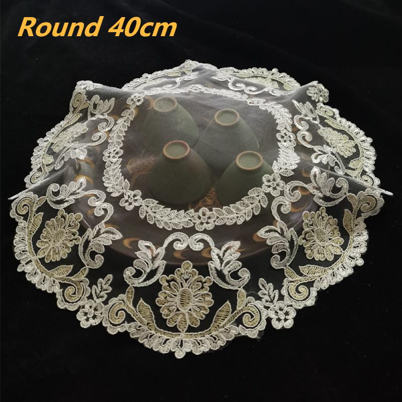 European Transparent Lace Embroidered Round Placemat Coaster Tea Set Wine Glass Table Mat Fruit Food Cover Wedding Decoration
