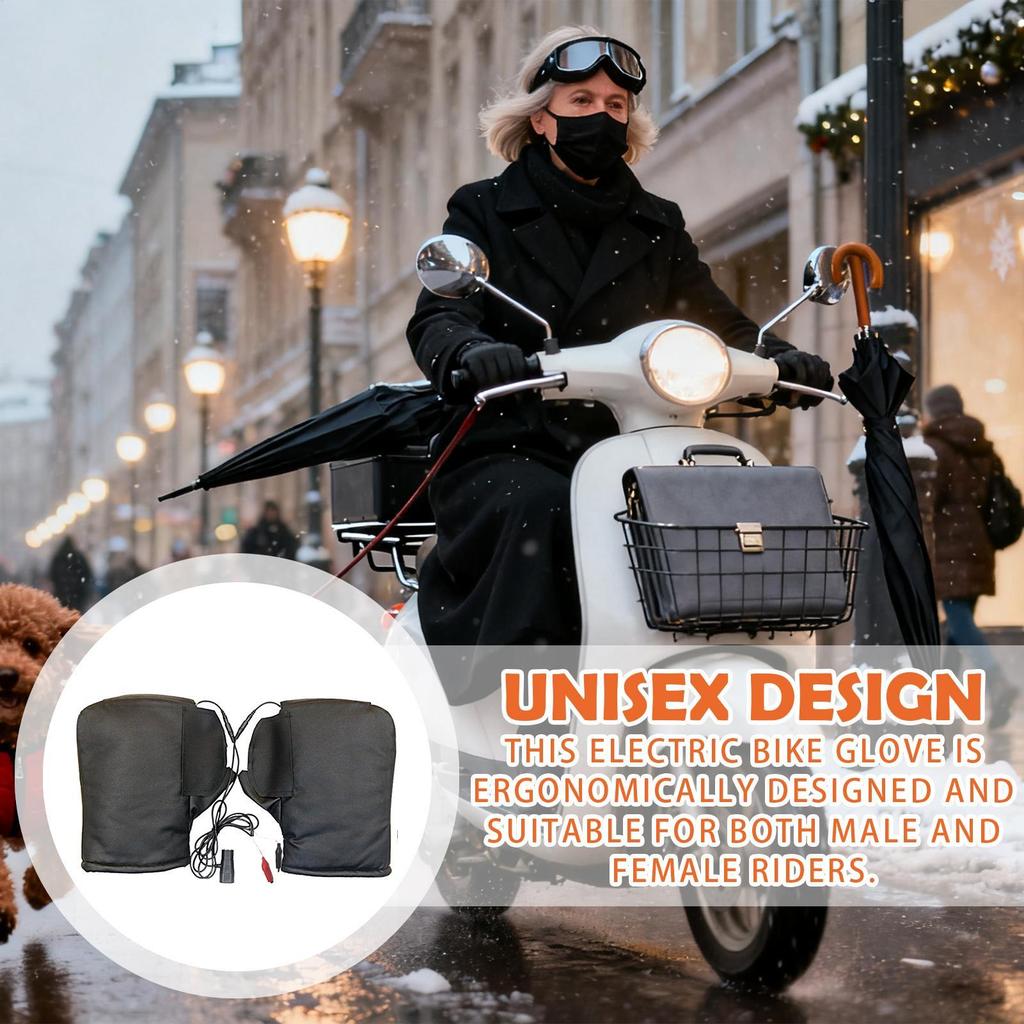 12V Heated Handlebar Muffs Windproof Electric Comfortable Snowmobile Heated Grip Gloves for Men Riders Commuting Riding Touring
