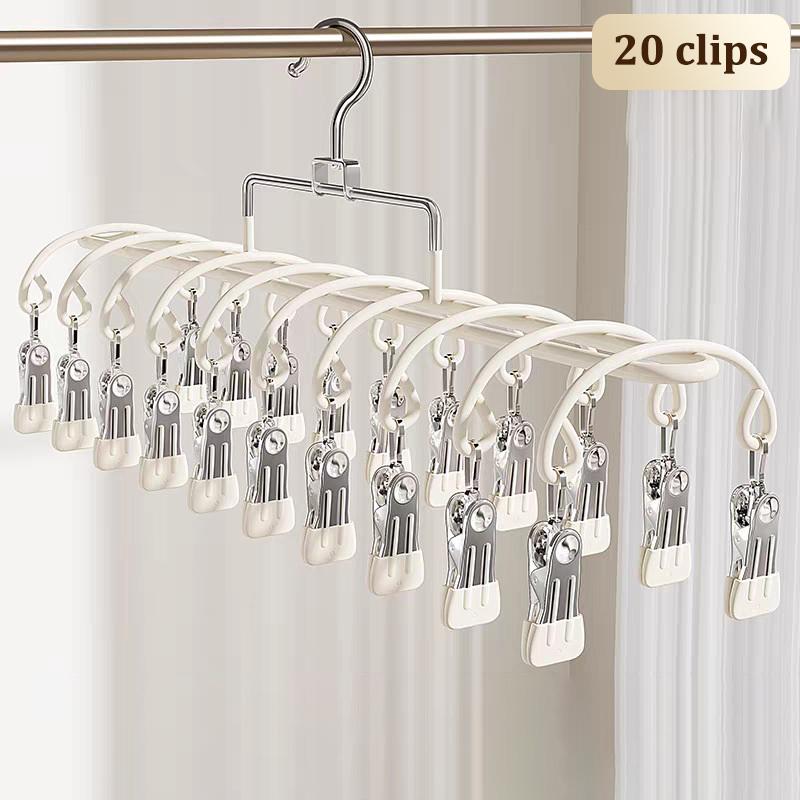Design 20-Clip Stainless Steel Sock Drying Rack – A Multi-Functional Household Tool For Drying Socks, Underwear