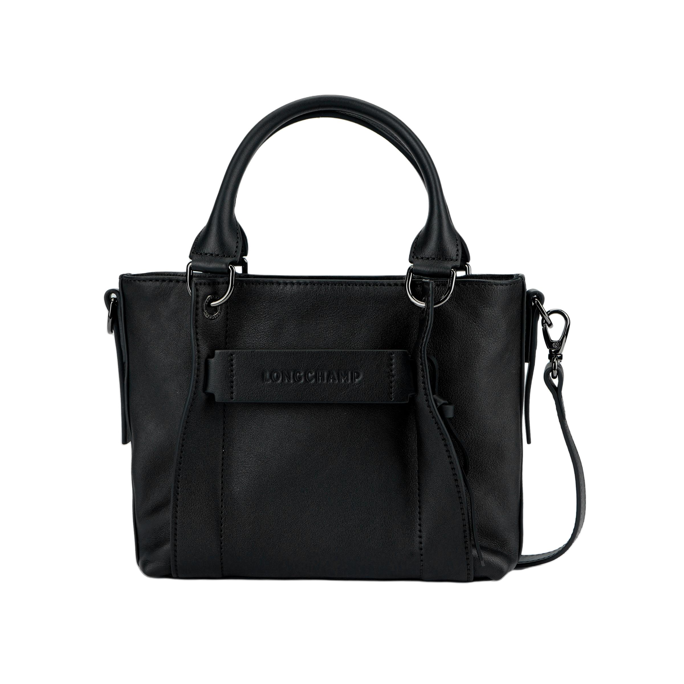 

Longchamp 3D Front Logo Embellished Zipper Closure Tote Bag Shopping Bag Small Calfskin Handbag Small Women Tote Black 10197HCV001 Basic Set (Bag+Dust Bag)