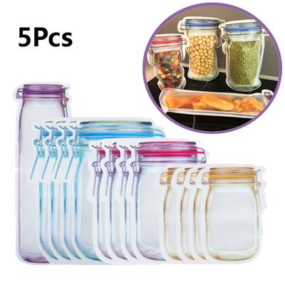 5 Adet Yeniden Kullanılabilir Gıda Saklama Torbaları