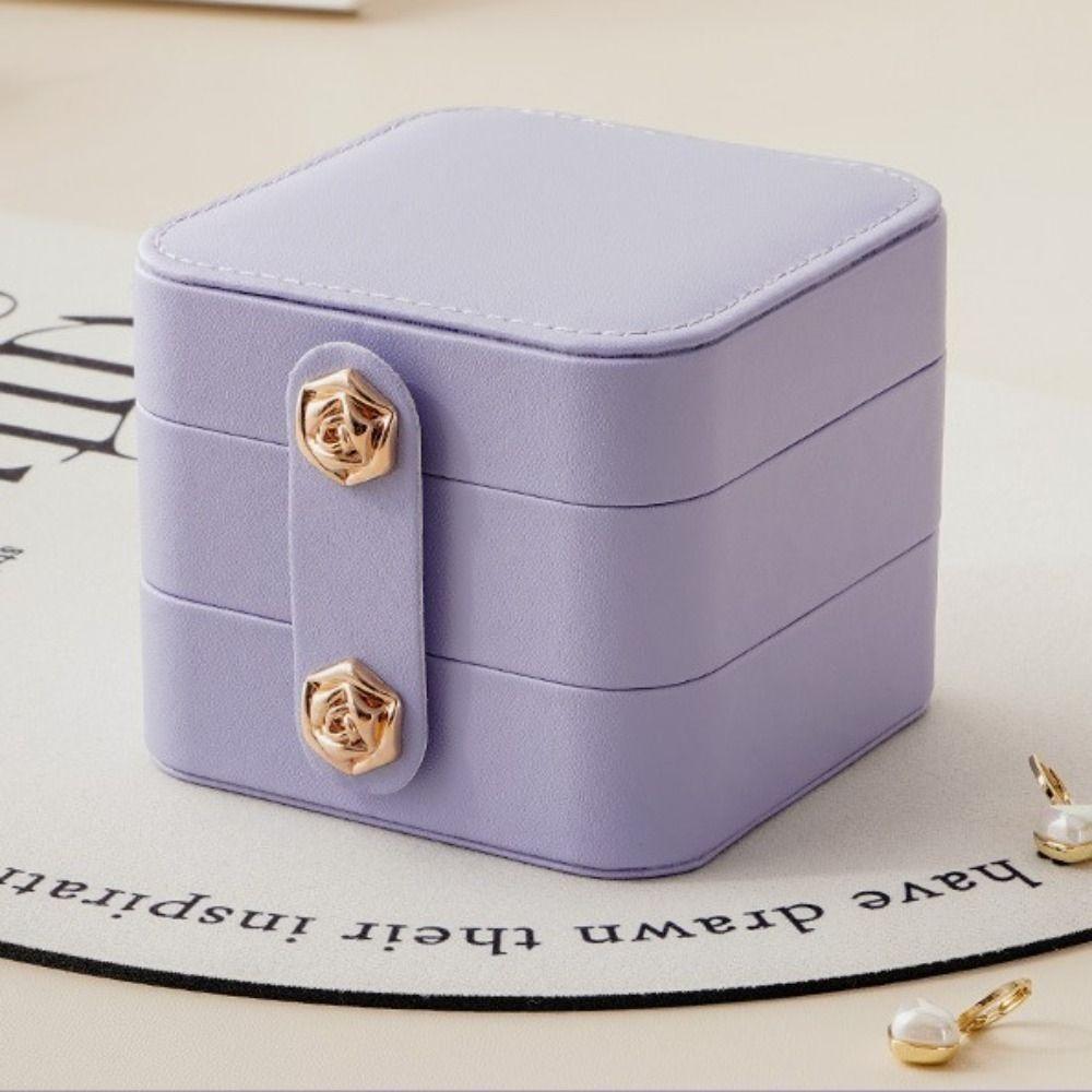 Double Layer Jewelry Packing Bag PU Leather Jewelry Display Box Simple Ring Holder  Outdoors