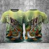 Summer Men's Fishing T-Shirts Short Sleeve 3d Fish Print Street T-Shirts Hip Hop Big Size Man Tees Loose Casual O-Neck Tops