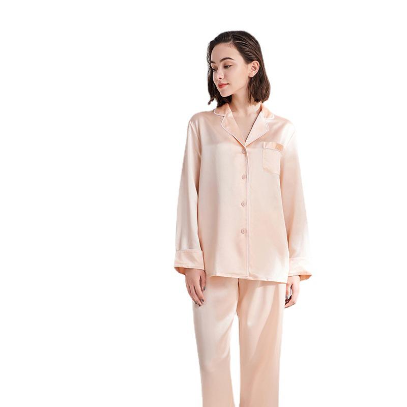 Heavyweight Mulberry Silk Pajama Set: Unisex 22 Momme Long Sleeve, Suitable for Outside Wear