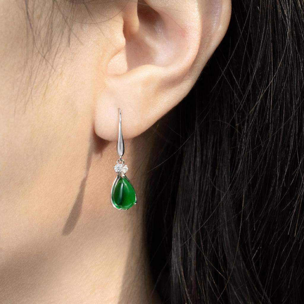 Emerald Earrings Drop May Birthstone Metal Hypoallergenic 925 Silver Hook Earrings Swaying Day Gift for Women FH.bird Women's Mother's
