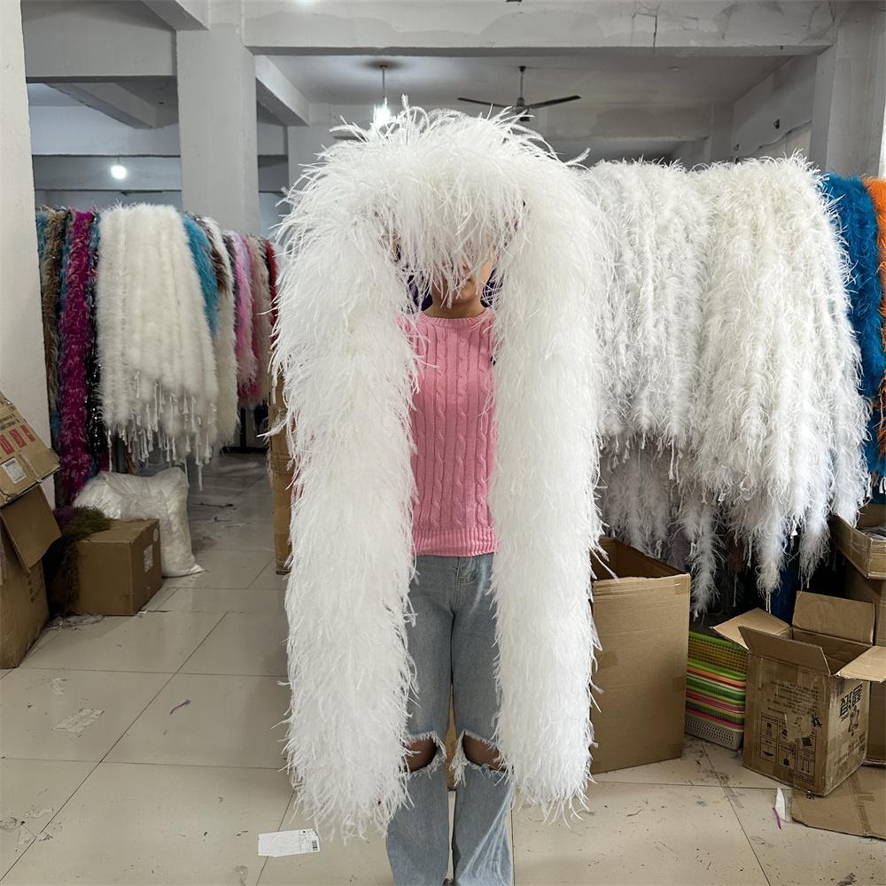 DIY 6PLY Natural Ostrich Feather Boa for Sewing Costume Embroidery 0.5/1/2/3/4M Length Wedding Carnival Dress Decoration Craft