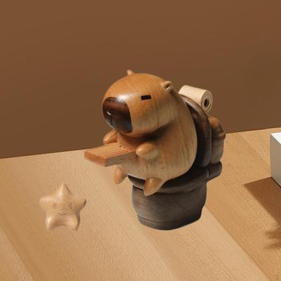 Capybara Poop Puzzle Toy Wooden Animal Statue Collection Miniature Figurine Art Sculpture for Living