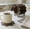 Wooden Sheep Coaster Set with Holder 6 Piece Absorbent Drink Coasters for Table Protection and Decoration