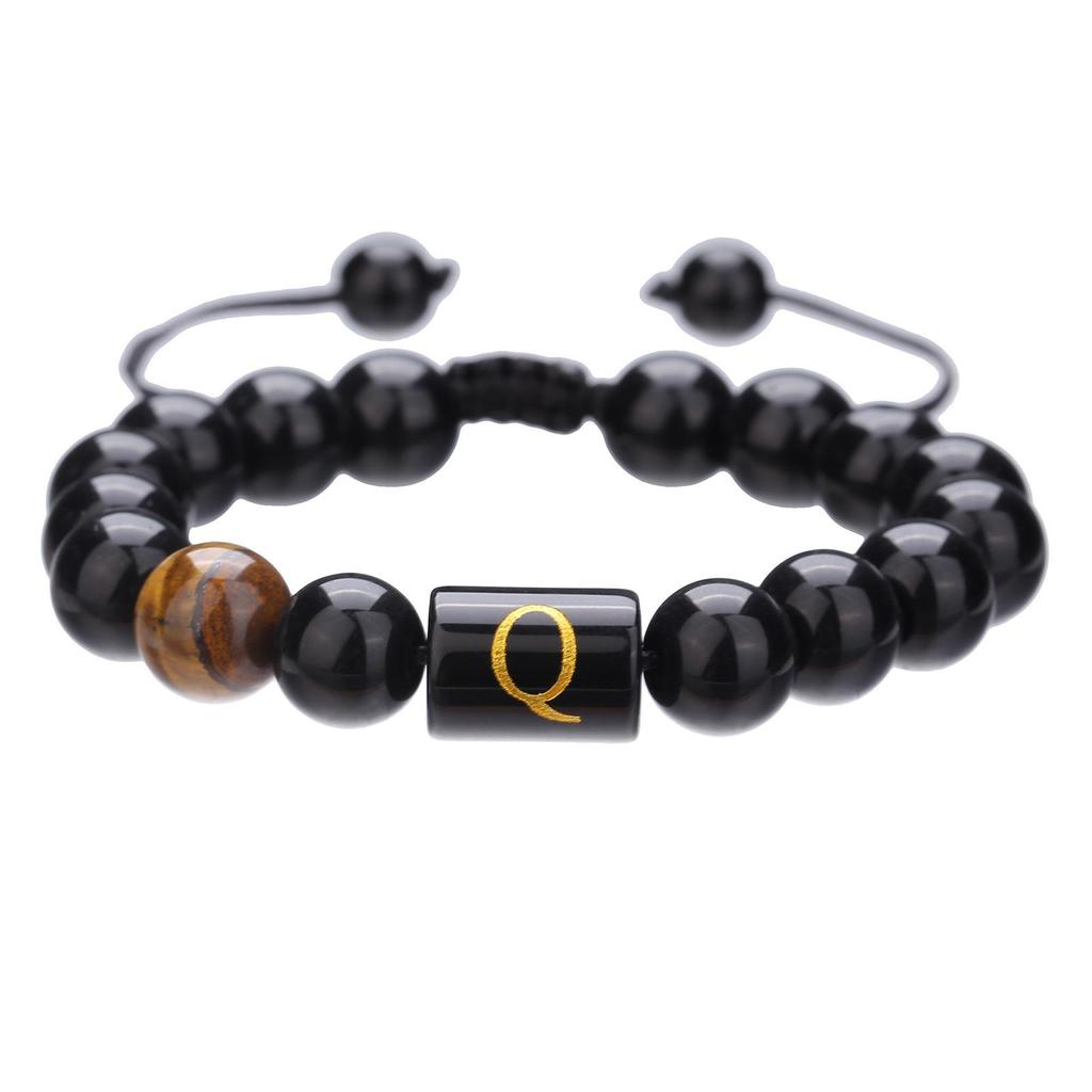 Black Diamond & Tiger Eye Beaded Adjustable Couple Bracelet - Men's Jewelry